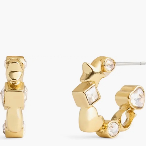 Coach Star, Heart & Mixed Crystal Huggie
Hoop Earrings in Goldtone CY137 - Picture 2 of 9